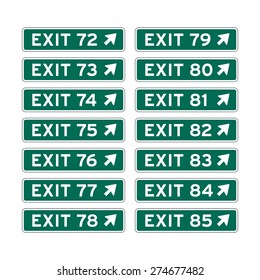 Road Exit Sign Vector Set