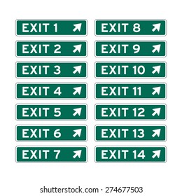 Road Exit Sign Vector Set