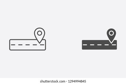 Road filled and outline vector icon sign symbol