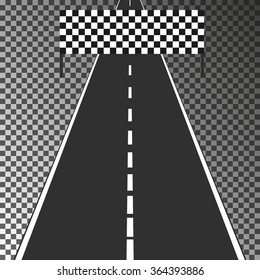 Road with finish flag isolated on transparent background. Eps10. Vector illustration template for your design