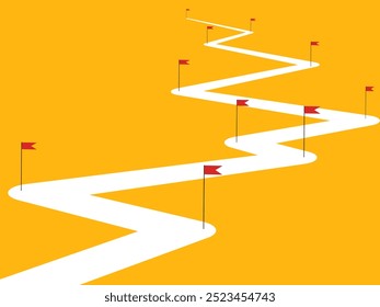 Die Straße mit der Flagge, der lange Weg und die Ziele zu erobern