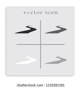 Road flat black and white vector icon.
