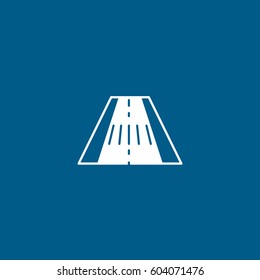 Road Flat Icon On Blue Background
