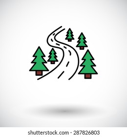 Road. Flat icon on the white background for web and mobile applications. Vector illustration.