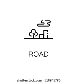 Road flat icon. Single high quality outline symbol of travel for web design or mobile app. Thin line signs of tourism for design logo, visit card, etc. Outline pictogram of road 