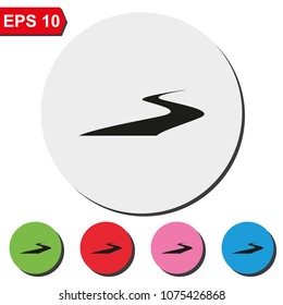 Road flat round colorful vector icon.