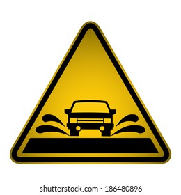 Road Flooding Sign- Vector