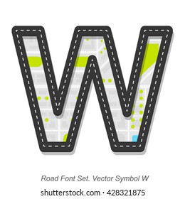 Road font sign, Symbol W, Object on a white background, Vector illustration