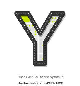 Road font sign, Symbol Y, Object on a white background, Vector illustration