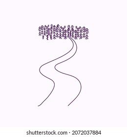 road to the forest doodle art vector