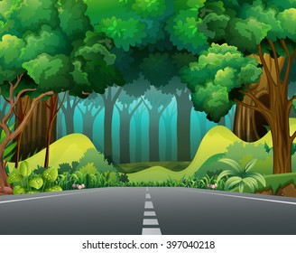 Road to the forest illustration