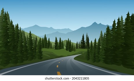 Camino en el bosque. Bosques y paisajes de carreteras