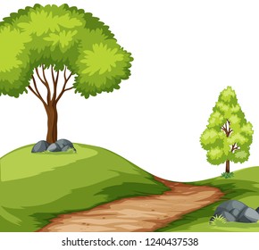 Road in forest landscape illustration