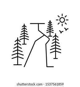 Road to the forest line icon, outline vector sign, linear style pictogram isolated on white. Symbol, logo illustration. Editable stroke. Pixel perfect vector graphics