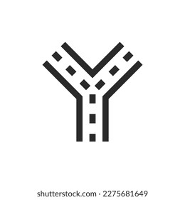 Horquilla de carretera, icono de estilo lineal. Ancho de trazo editable