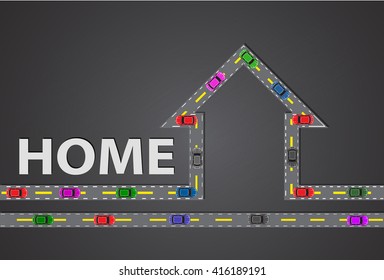 road in the form of a house.