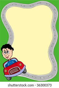 Road frame with crazy driver - vector illustration.