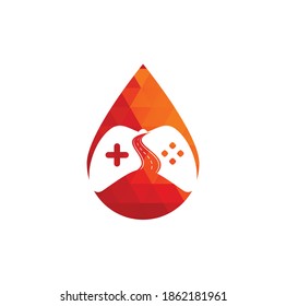 Road Game drop shape concept logo design template. Road way player Gamers icon logo symbol design illustration