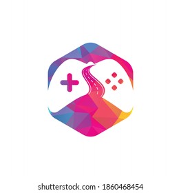 Plantilla de diseño del logotipo de Road Game. Jugador de carretera Símbolo del logotipo del icono de gamers ilustración del diseño