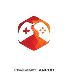 Road Game logo design template. Road way player Gamers icon logo symbol design illustration