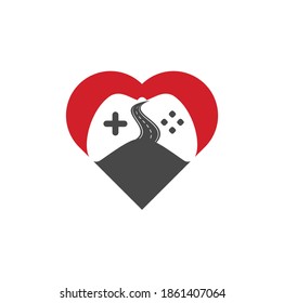 Plantilla de diseño del logotipo de la forma de la forma de la protección de la ruta de juego. Jugador de carretera Símbolo del logotipo del icono de gamers ilustración del diseño