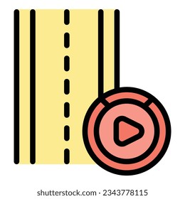 Road gameplay icon outline vector. Game machine. Casino menu color flat