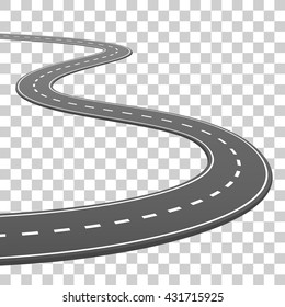 The road goes into the horizon, road on a transparent background, Vector illustration