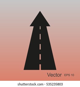 Road going up as an arrow symbol