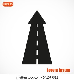 Road going up as an arrow symbol