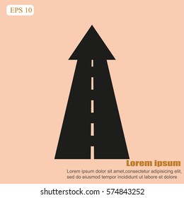 Road going up as an arrow symbol