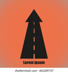 Road going up as an arrow symbol