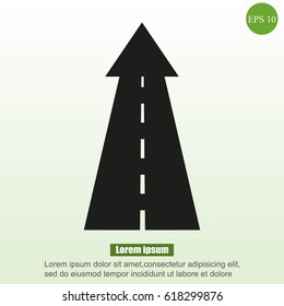 Road going up as an arrow symbol