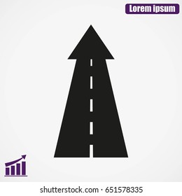 Road going up as an arrow symbol