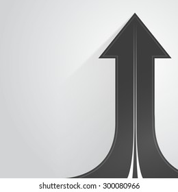 Road going up as an arrow symbol. Success concept