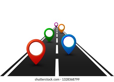 Road with GPS navigation. Car road, street, highway roadmap infographics – for stock