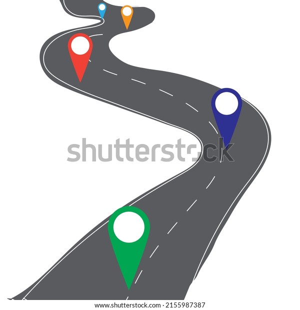 Road with GPS\
navigation stock illustration on white background.Car road, street,\
highway roadmap\
infographics.