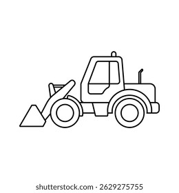 Road grading machine.Vector images of construction equipment. Linear contour drawings of heavy industrial vehicles and special equipment. Equipment for servicing buildings and structures.