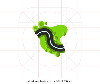 Road and Grass Vector Icon