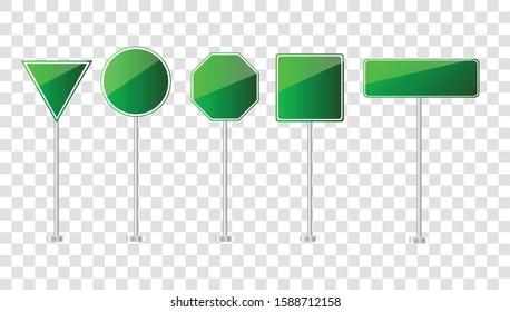 Road green traffic sign.  Blank board with place for text.Mockup. For brochure, flyer, cover book and other printing design.