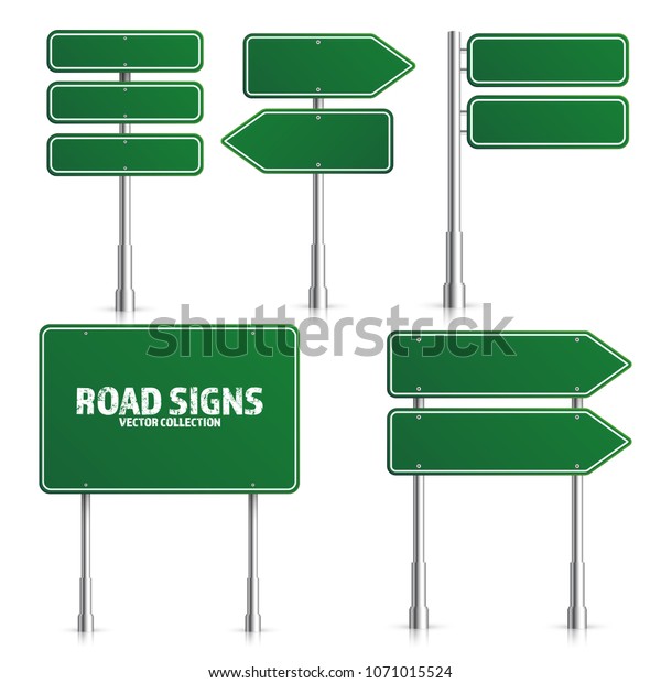 Road Green Traffic Sign Blank Board Stock Vector (Royalty Free ...