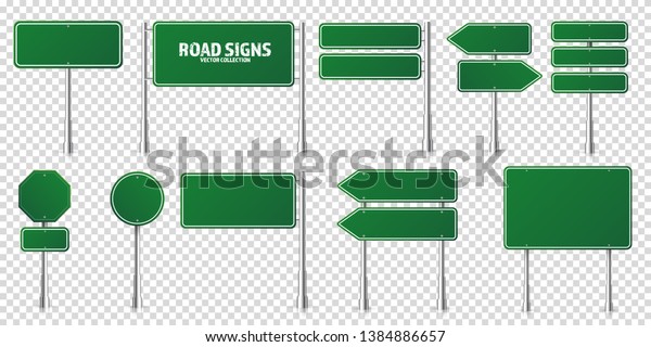 Road Green Traffic Signs Set Blank Stock Vector (Royalty Free) 1384886657