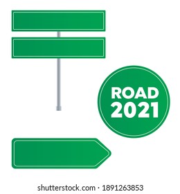 Road grenn sign. Template street sign for a text