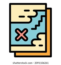 Icono de guía de ruta. Guión de la ruta de acceso icono color plano