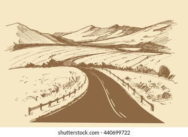 Road. Hand drawn Vector Illustration