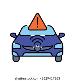 Icono plano de color de detección de peligros de carretera para proyectos digitales e impresos.  Iconos limpios mínimos para App y Sitios web. Iconos modernos y sencillos para UI UX y branding
