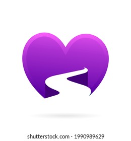 road in heart logo template