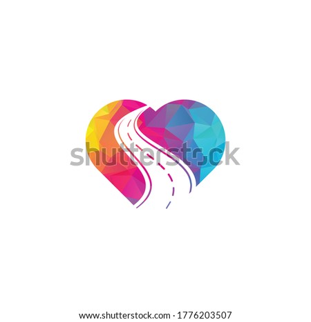 Road heart shape concept vector logo design template. Creative road journey logo design.	