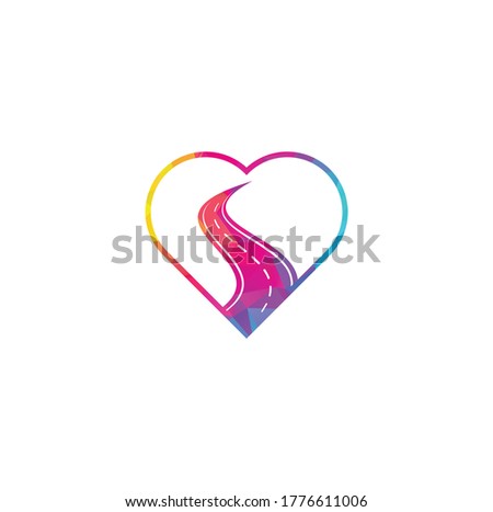 Road heart shape concept vector logo design template. Creative road journey logo design.	