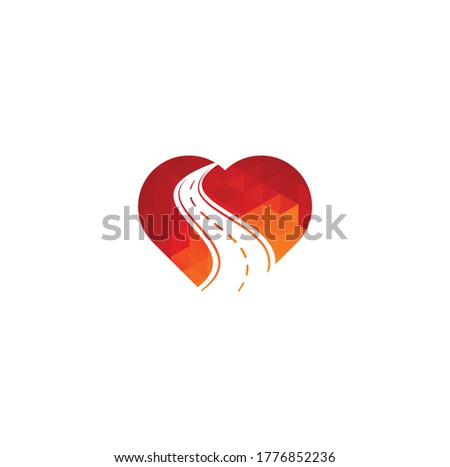 Road heart shape concept vector logo design template. Creative road journey logo design.	