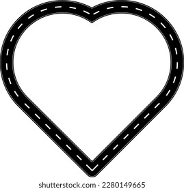 Road heart shape frame with copy space for your text or design.love road icon vector illustration